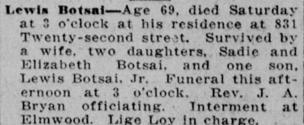 Lewis Botsai obituary
